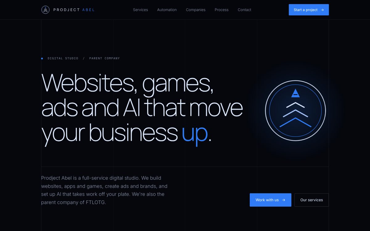 Prodject Abel website home page